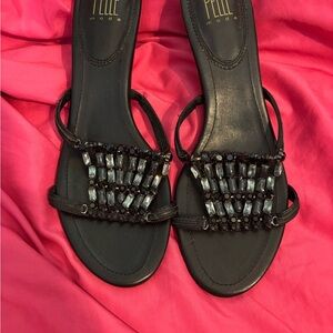 Pelle Moda Black Beaded Women's Sandals